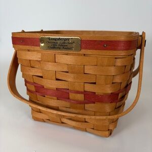 VTG 1995 Edition Christmas Collection Cranberry‎ Basket Square Handles Liner